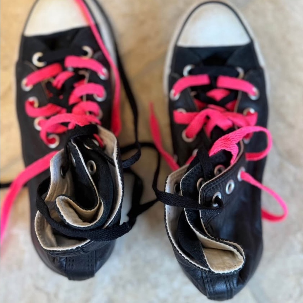 Women's Black and Pink Sneakers